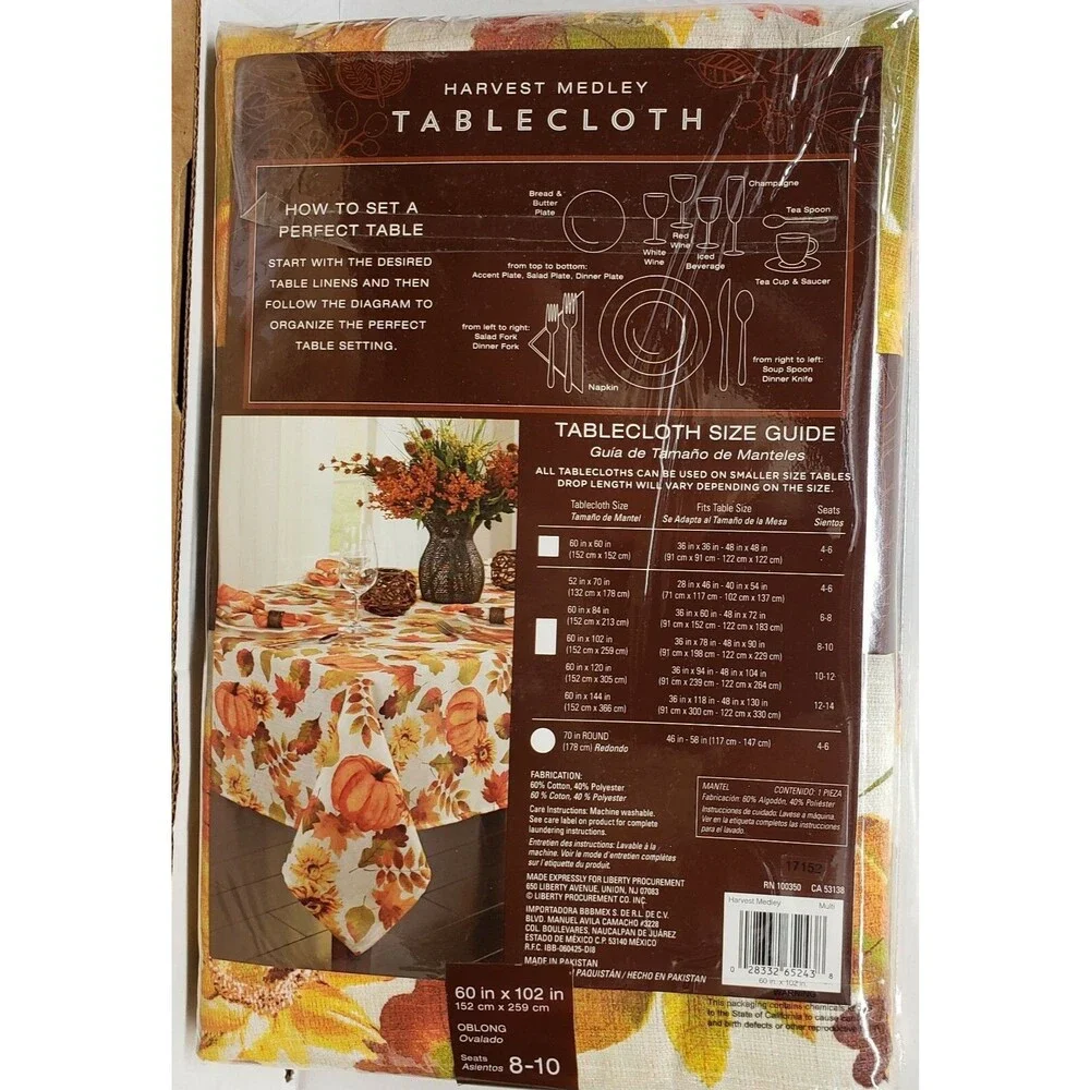1 Fabric Tablecloth, 60x102